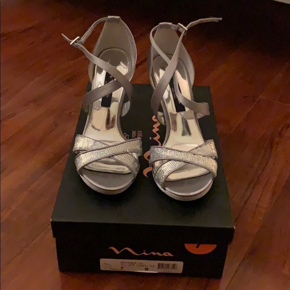 Silver sequence high heels